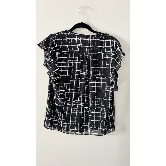 Calvin Klein Women’s Blouse – Black & White Abstract Grid Print – Size Medium - Picture 2 of 3